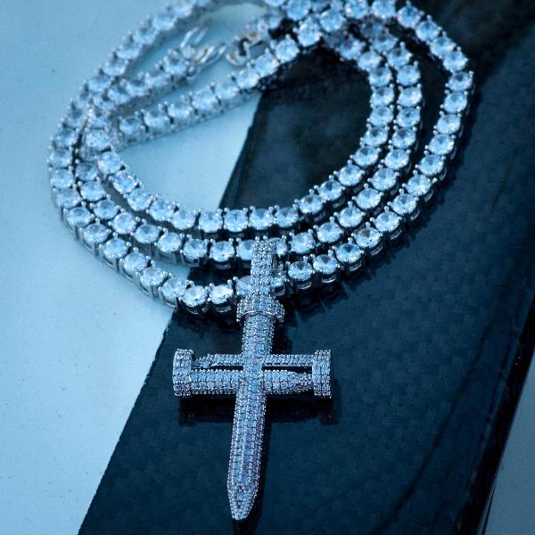 Diamond Nail Cross of Suffering Necklace in White Gold - The Jewelry Plug