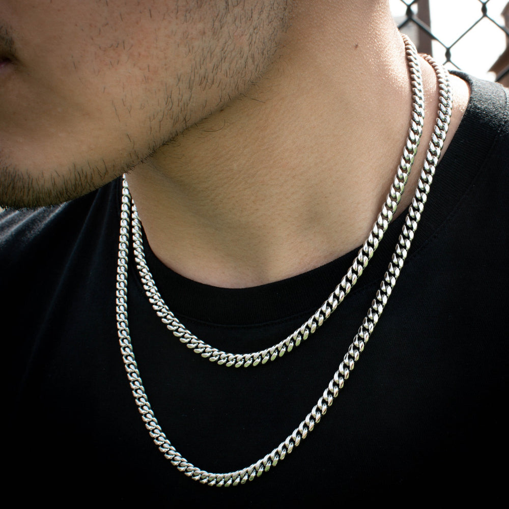 Miami Cuban Link Chain (6mm) in White Gold - The Jewelry Plug