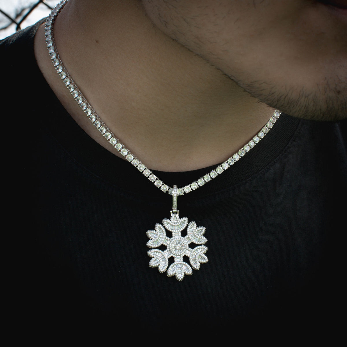 Diamond Snowflake Necklace in White Gold - The Jewelry Plug
