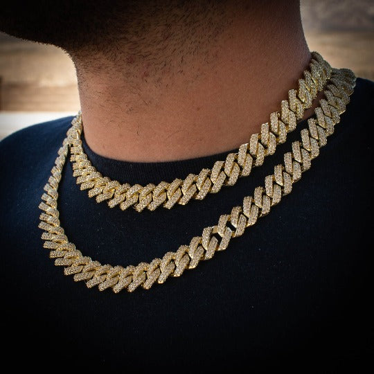 18k Yellow Gold Diamond Infinity Prong Cuban Link Chain (12mm) - The Jewelry Plug