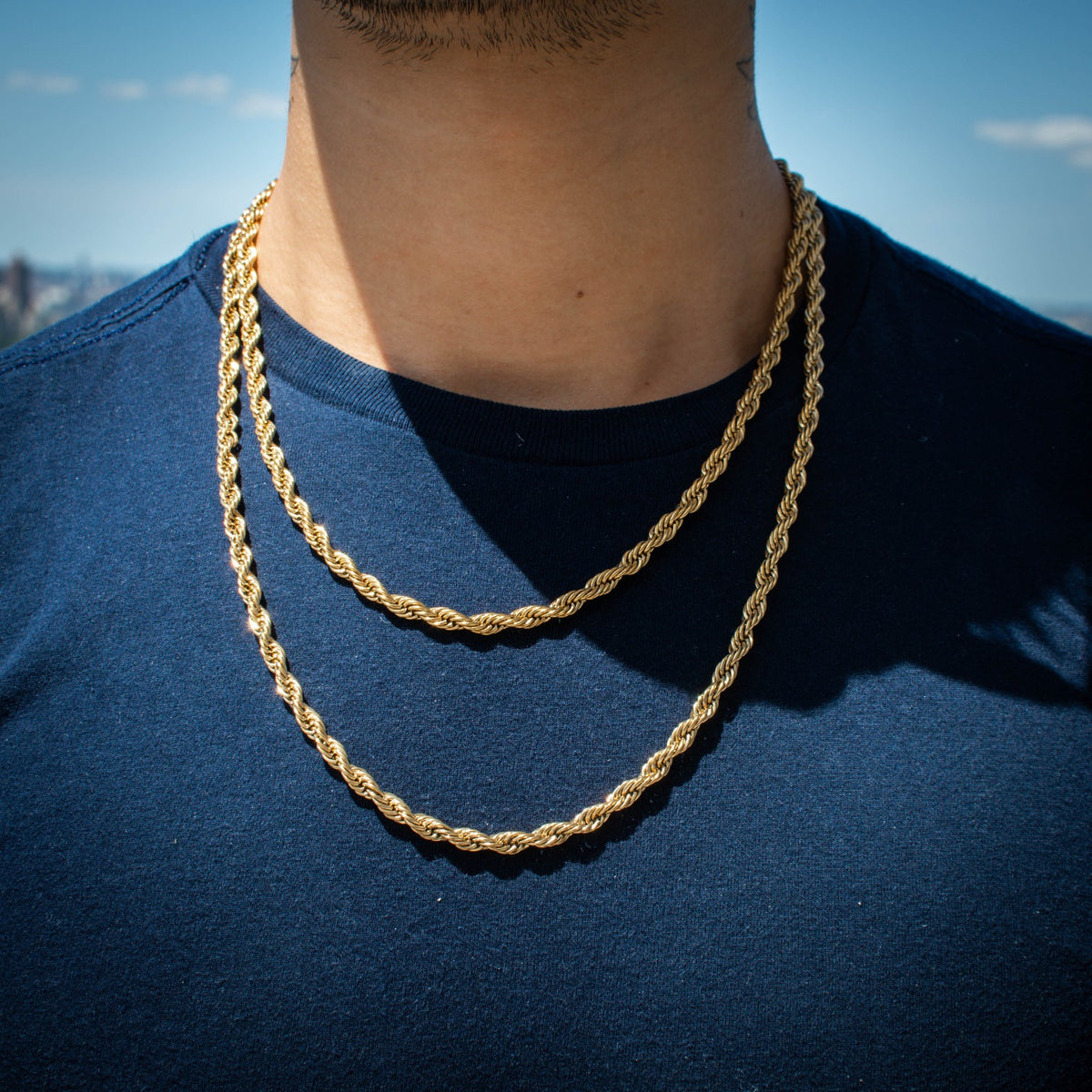 18k  5mm Yellow Gold Textured Rope Chain - The Jewelry Plug