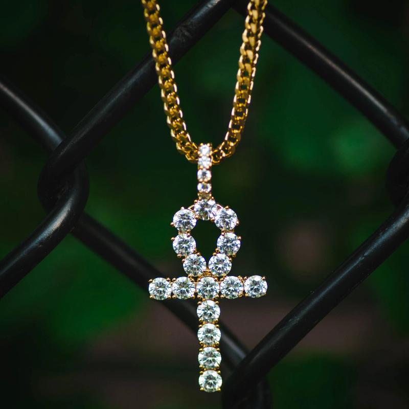 18k Gold Diamond Ankh Pendant Necklace - The Jewelry Plug