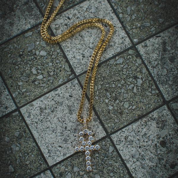 Gold and store diamond ankh pendant