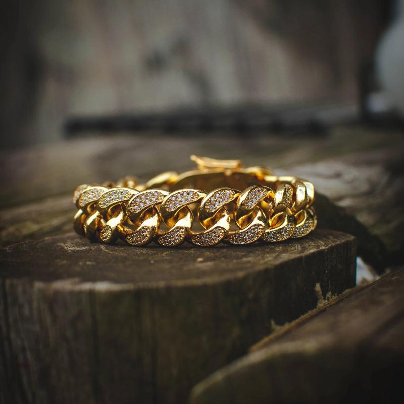14k Gold Diamond Cuban Link Bracelet - The Jewelry Plug