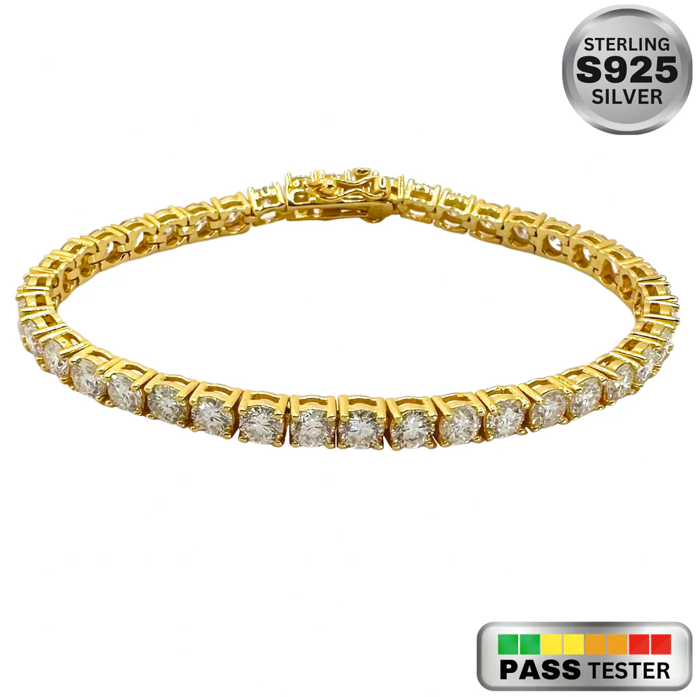 Moissanite Diamond Tennis Bracelet in Yellow Gold - The Jewelry Plug