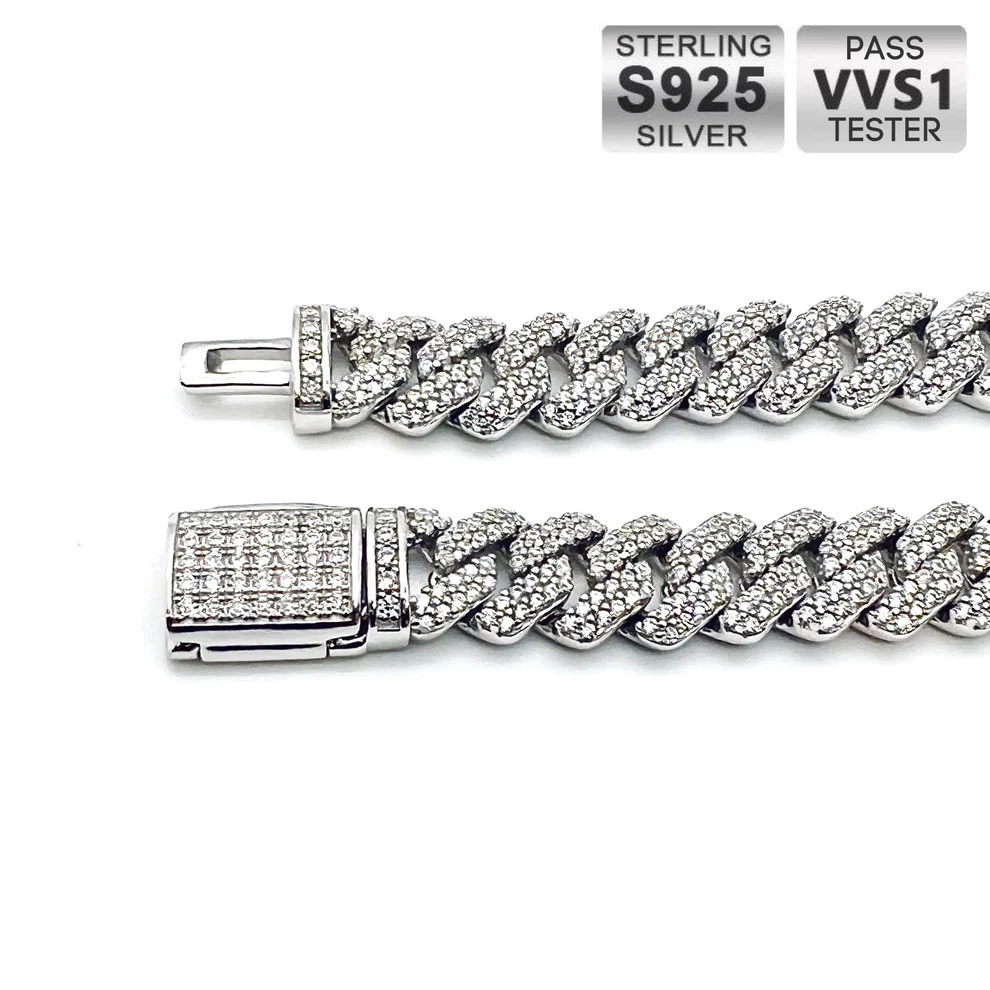 Moissanite Diamond Prong Link Bracelet in White Gold - The Jewelry Plug