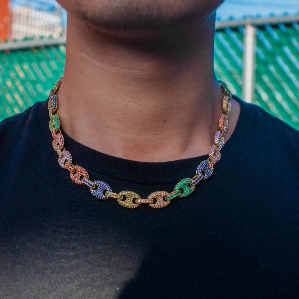 Iced Out Diamond Rainbow Gucci Mariner Link Necklace The Jewelry