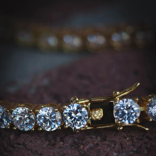 18k Yellow Gold Iced Out Diamond Tennis Bracelet - The Jewelry Plug